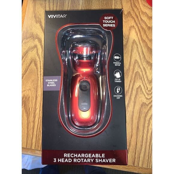 VIVITAR Beard Hair RECHARGEABLE 3-HEAD ROTARY Smooth SHAVER w/ POP-UP TRIMMER - Picture 1 of 2